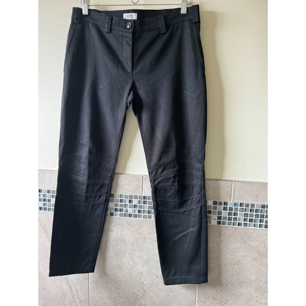Moschino Black Cotton Blend Pants SZ 10 Made in Italy